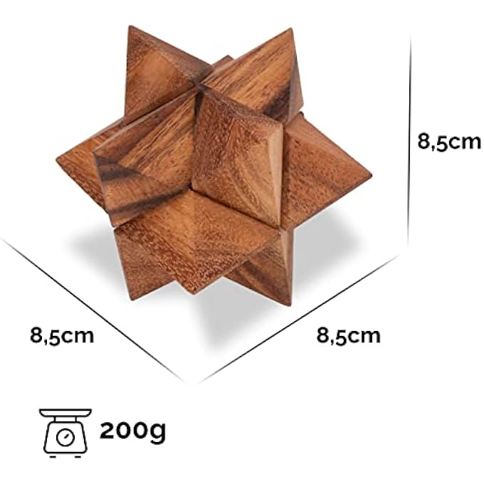STAR SIZE L - STAR - 3D PUZZLE - THINKING GAME - PUZZLE GAME - PUZZLE GAME - LOGIC GAME MADE OF WOOD - Image 2